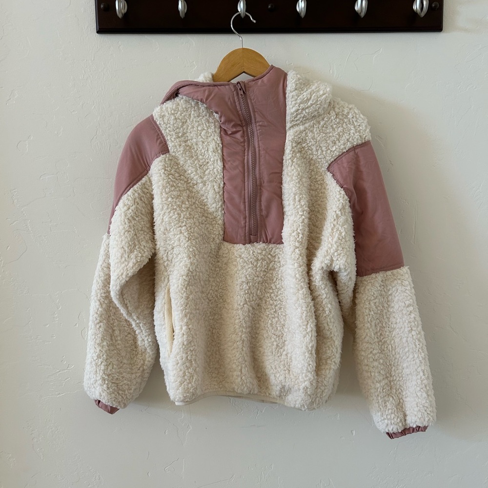 Cozy Pink and Cream Sherpa Pullover